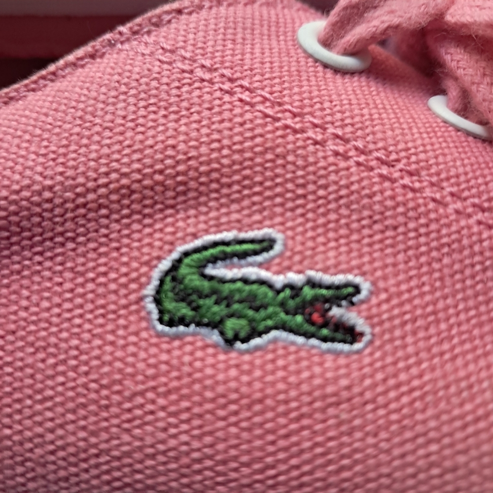 Lacoste Womens Pink Canvas Sneakers Sz 8 LIKE NEW! - Picture 10 of 14